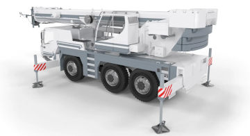 Cable pull rotary encoder in mobile crane. Rugged Position Detection of Support Struts and Booms